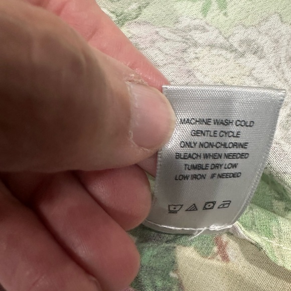 NWT John Mark Teal pink green artsy floral bohemian roll tab Shirt 1x - Picture 11 of 11